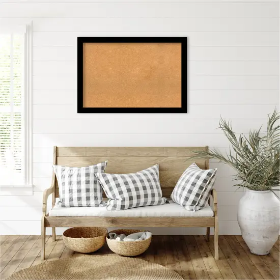 Brushed Framed Corkboard, Natural Cork Black {6}