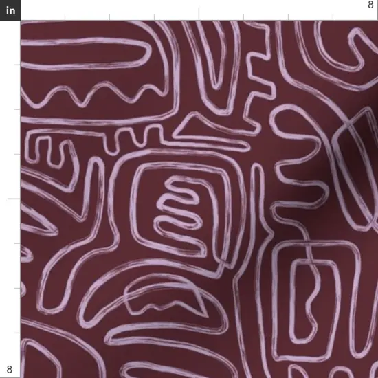 Various Fabrics by the Yard or Fat Quarter Boho Squiggles Purple Mauve Line Art Brush Strokes Custom Printed Fabric by Spoonflower {4}
