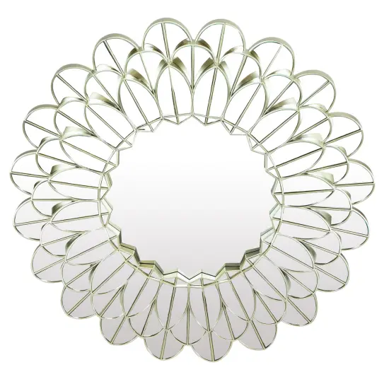 Northlight 31" Champagne Gold Sunflower Round Wall Mirror {1}