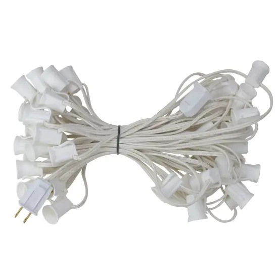 Northlight C9 Christmas Light Socket Set Commercial - 50' - White Wire - 18 Gauge {1}