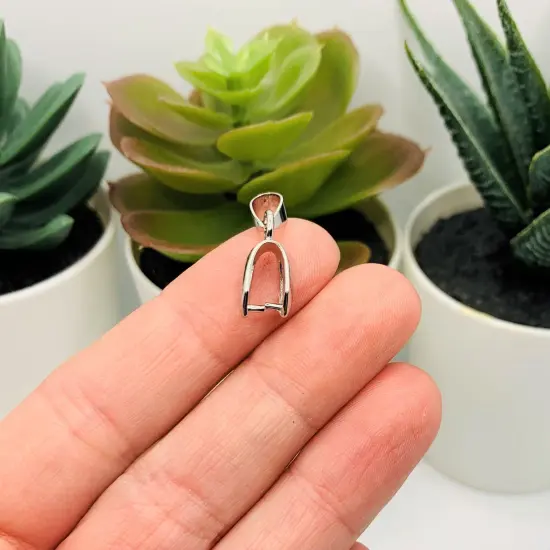 4, 20 or 50 Pieces: Silver Pinch Jewelry Pendant Bails {3}