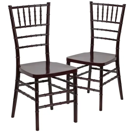 Emma and Oliver 2 Pack PREMIUM Resin Stacking Chiavari Chair Mahogany {1}