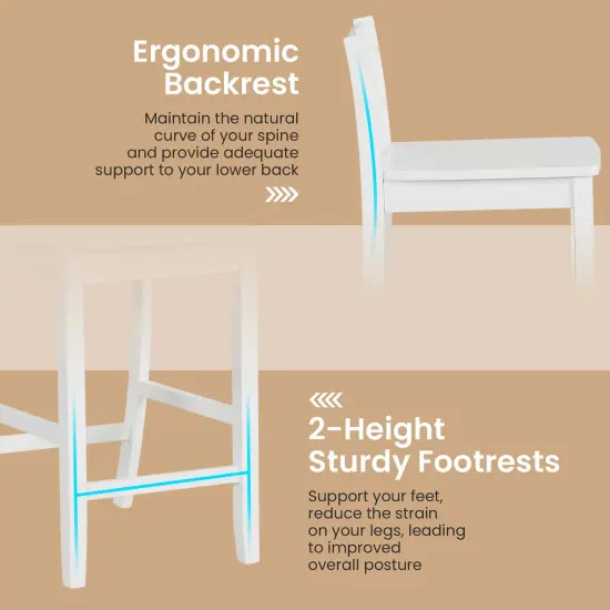 Costway 24-Inch Wooden Bar Stools Set of 4 with Ergonomic Backrest Counter Height Stools Black/White {6}