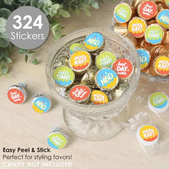 Big Dot of Happiness Party Time - Happy Birthday Party Small Round Candy Stickers - Party Favor Labels - 324 Count {3}