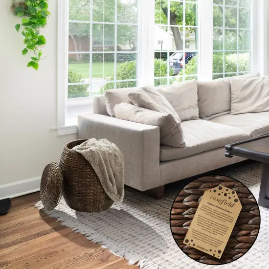 Casafield Round Storage Basket with Lid, Handwoven Water Hyacinth Organizer for Laundry, Blankets, Plants, Bedroom, Living Room, Home Office {2}