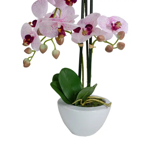 Northlight Real Touch&trade;️Artificial Orchid Plant in a White Pot - 21" - Pink {5}