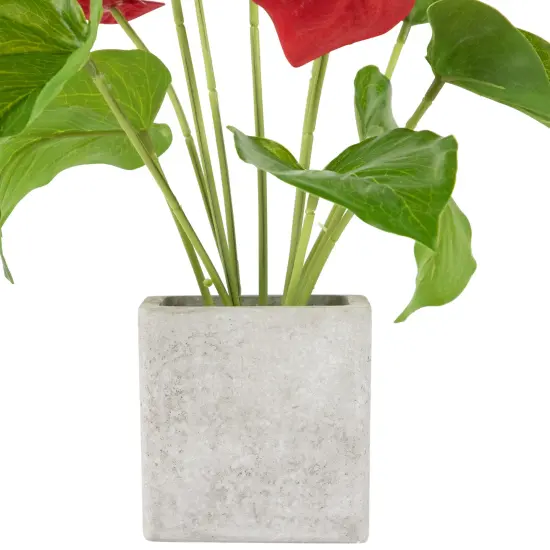 Northlight Anthurium Spring Floral Artificial Plant in a Square Pot - 12" - Red {4}
