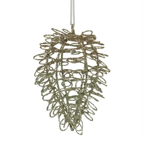 Midwest 4.75" Gold Glitter Drenched Twisted Acorn Christmas Ornament {1}