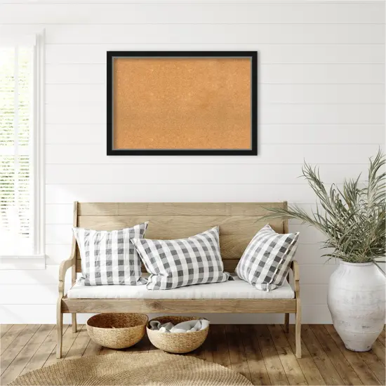 Eva Narrow Framed Corkboard, Natural Cork Eva Black Silver {6}