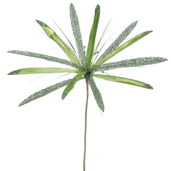 3PK - 24" Lime Velvet Papyrus 20" Glitter Flower Decorative Christmas Pick {1}