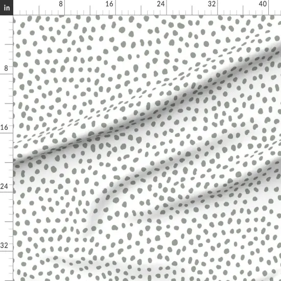 Various Fabrics by the Yard or Fat Quarter Minimal Green Dots Polka Scattered Custom Printed Fabric by Spoonflower {1}