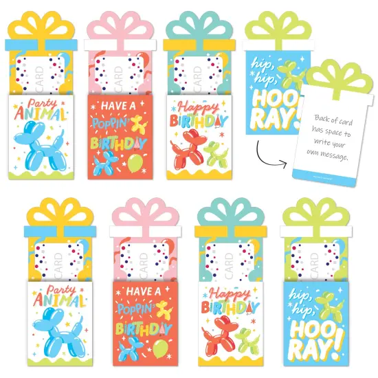 Big Dot of Happiness Assorted Balloon Animals - Happy Birthday Party Money and Gift Card Sleeves - Nifty Gifty Card Holders - Set of 8 {1}
