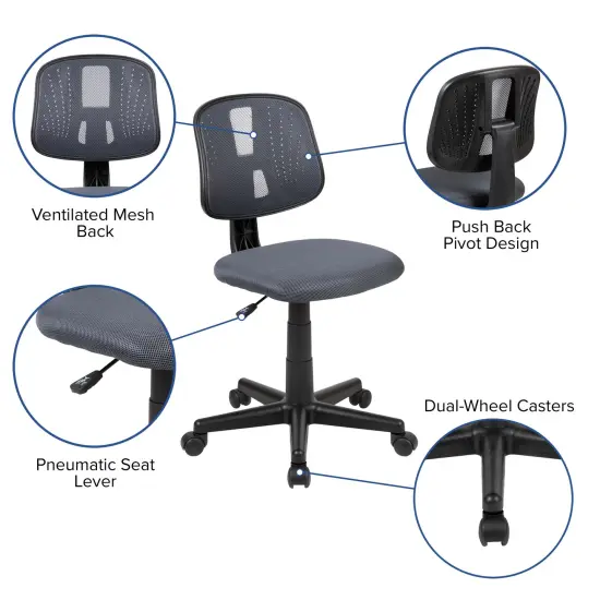 Emma and Oliver Mid-Back Mesh Swivel Task Office Chair with Pivot Back Black {7}