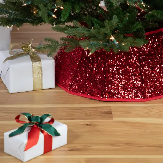 Northlight 26" Red Sequins Hexagonal Christmas Tree Collar {3}