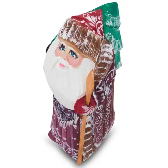 Hand Carved Wooden Santa Figurine 4.75 Inches {7}