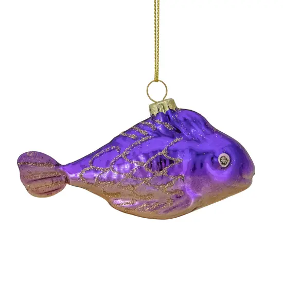 Northlight Glass Fish Christmas Ornament - 4" - Purple and Gold {5}
