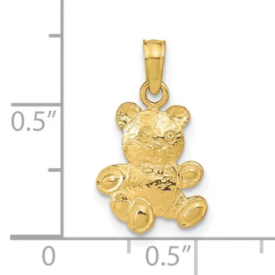 14K Gold 2-D Teddy Bear Pendant Charm Jewelry 18 x 10 mm {2}