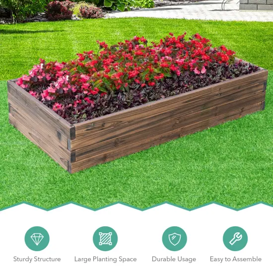 Costway Wooden Raised Garden Bed Kit - Elevated Planter Box For Growing Herbs Vegetable {4}
