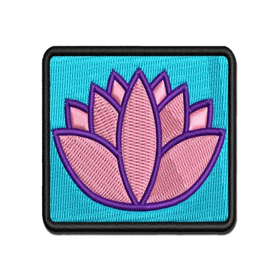 Yoga Lotus Flower Outline Multi-Color Embroidered Iron-On or Hook & Loop Patch Applique {1}