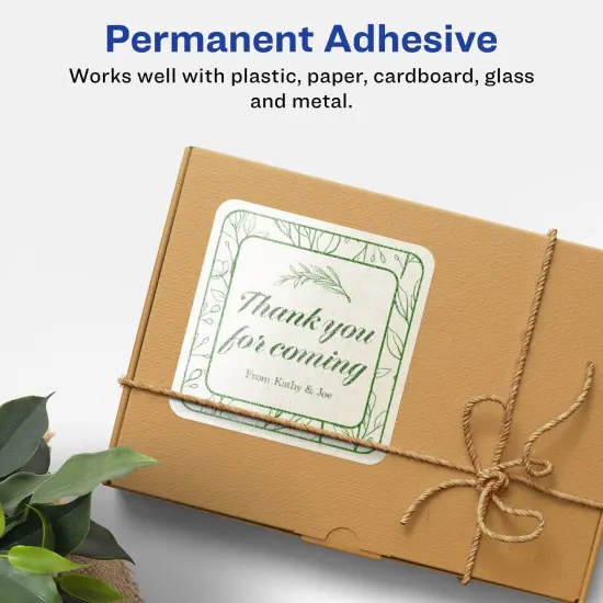 Avery Pearlized Ivory Square Labels with Sure Feed Technology, Print-to-the-Edge, 3" x 3" {3}