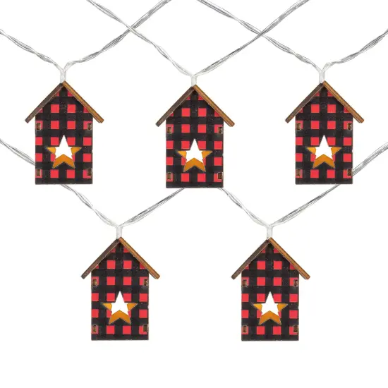 Northlight LED Plaid House Christmas Light Set - 4.75' Clear Wire - 10ct Red {3}