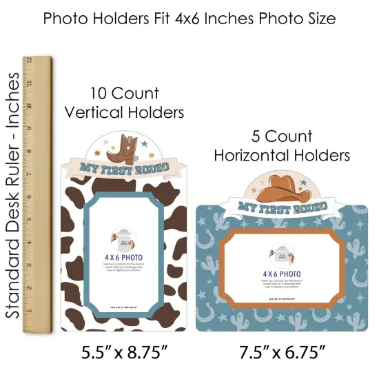Big Dot of Happiness My First Rodeo - Little Cowboy 1st Birthday Party Picture Centerpiece Sticks - Photo Table Toppers - 15 Pieces {7}