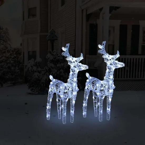 2 pcs Christmas Reindeers with 80 LEDs Acrylic Cold White {1}