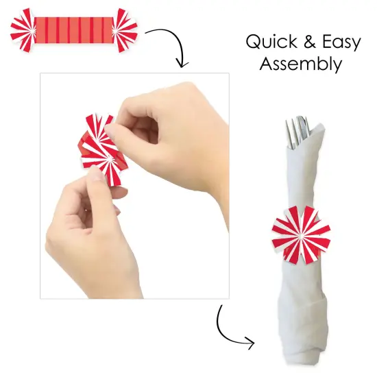 Big Dot of Happiness Red Stripes - Simple Party Paper Napkin Holder - Napkin Rings - Set of 24 {6}