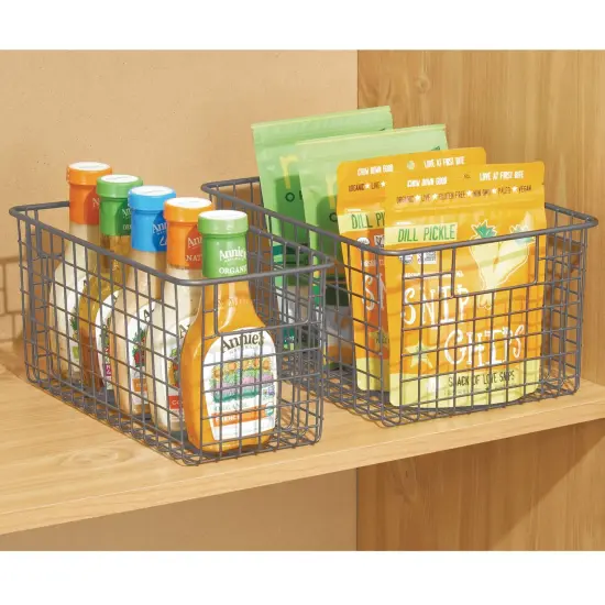 mDesign Metal Wire Food Organizer Basket with Built-In Handles - 12 x 9 x 6 {2}
