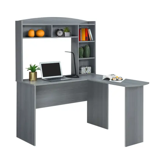 Techni Office Solutions 62.5" Gray Durable L-Shaped Computer Desk {4}