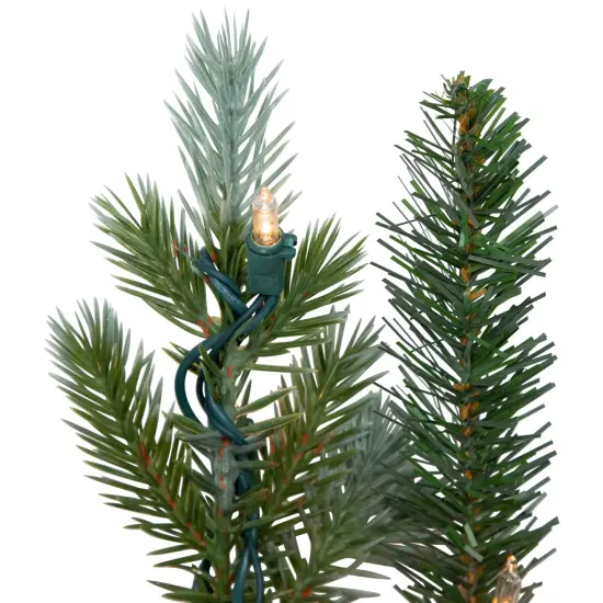 Northlight Real Touch&trade;️Pre-Lit Artificial Blue Spruce Christmas Wreath - 24" - Clear Lights Green {5}