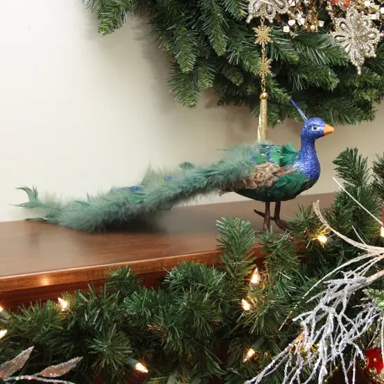 Northlight Peacock with Closed Tail Feathers - 19" - Green and Blue {3}