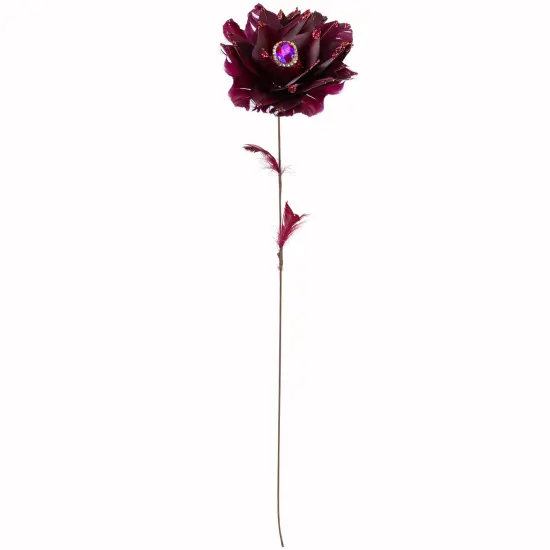 Northlight 20.75" Deep Red Feather Peony Artificial Christmas Floral Pick {1}