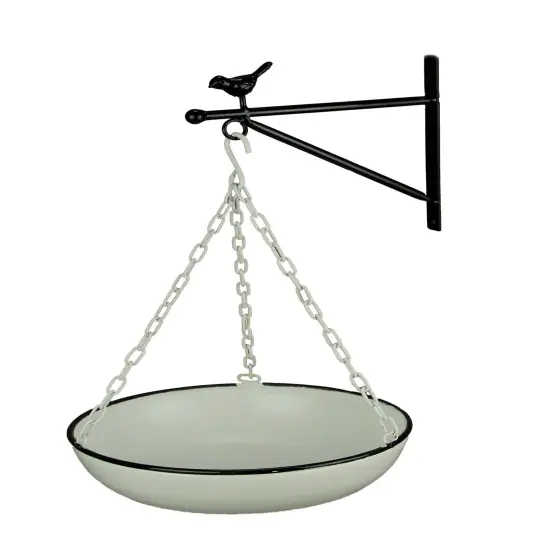 Black and White Enamel Metal Wall Mounted Bowl and Bracket {3}