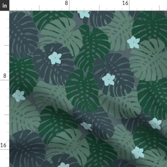 Various Fabrics by the Yard or Fat Quarter Green Beach Tropical Hawaii Moody Rainforest Cool Tone Jungle Plants Botanical Floral Leaves Large Scale Custom Printed Fabric by Spoonflower {2}