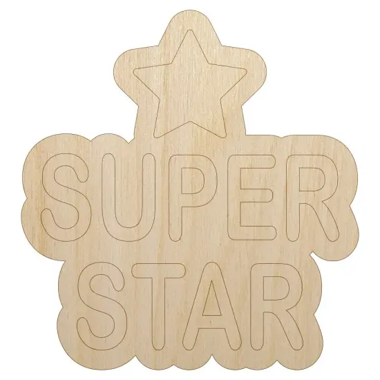 Super Star Fun Text Teacher School Unfinished Wood Shape Piece Cutout for DIY Craft Projects {7}