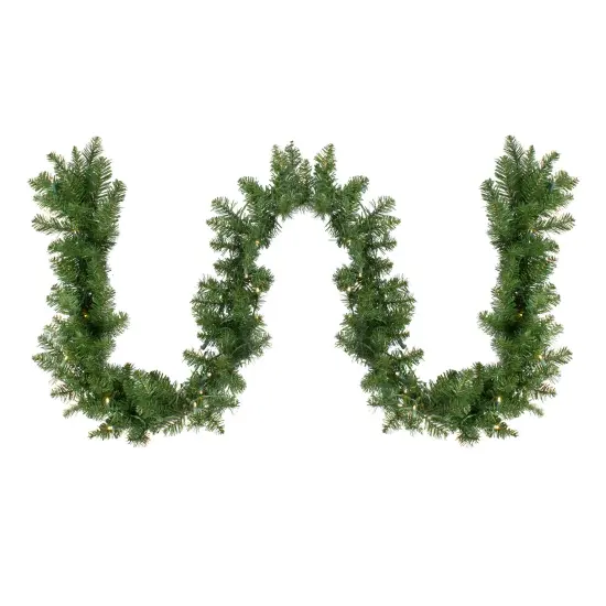 Northlight Pre-Lit Buffalo Fir Commercial Christmas Garland - 50' x 10" - Warm White LED Lights Green {1}