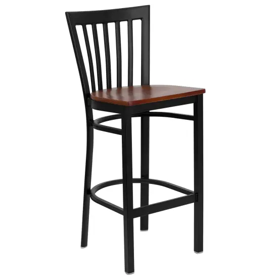 Emma and Oliver School House Back Metal Restaurant Dining Barstool Cherry/BlackMetal {1}