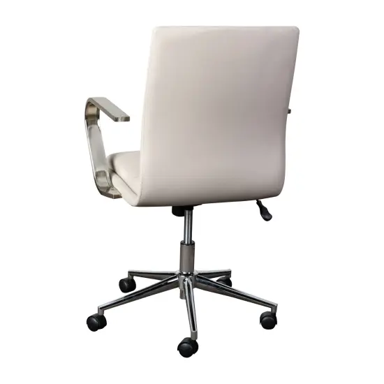 Merrick Lane Artemis Mid-Back Home Office Chair with Armrests, Height Adjustable Swivel Seat and Five Star Base Taupe/Chrome {4}