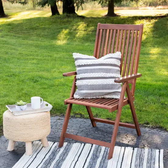 Northlight 20" Gray and Cream Handloom Woven Outdoor Throw Pillow {3}