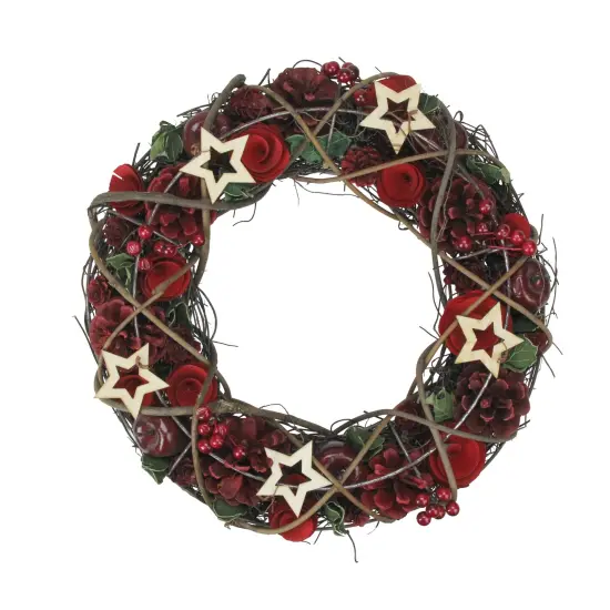 Northlight Apples and Berries with Stars Artificial Christmas Wreath,13-Inch, Unlit Red {1}