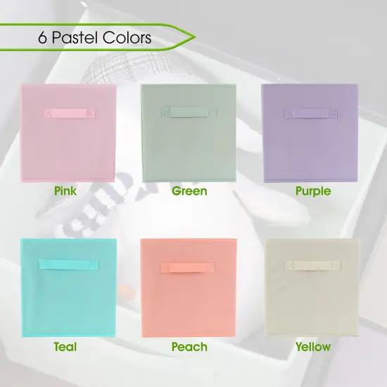 7Penn 6pk Pastel 10in Square Collapsible Fabric Storage Cubes Organizer Bins {3}