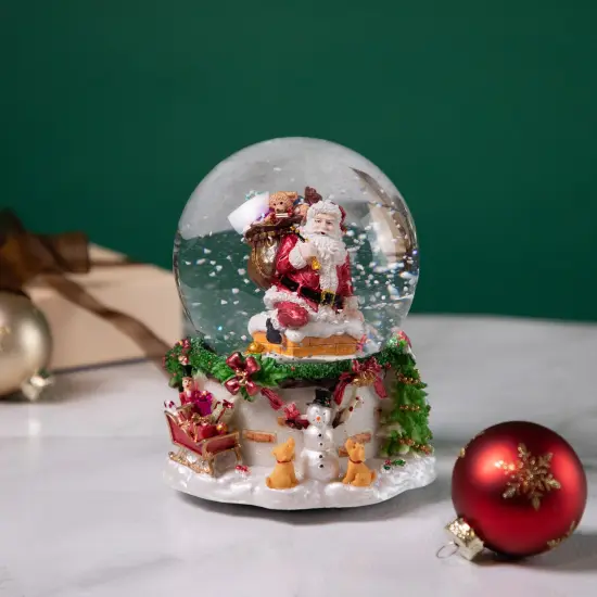 Northlight Santa Claus in Chimney Musical Christmas Snow Globe - 7" Red {3}