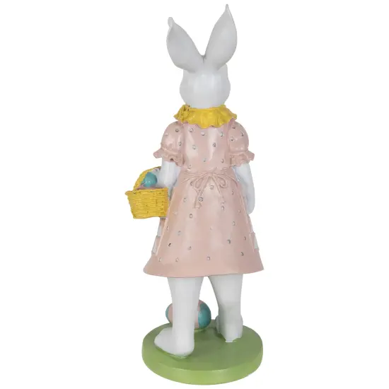 Northlight Girl Bunny with Easter Basket Outdoor Garden Statue - 12" Pink {6}