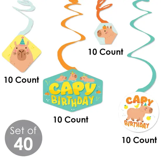 Big Dot of Happiness Capy Birthday - Capybara Party Hanging Decor - Party Decoration Swirls - Set of 40 {6}