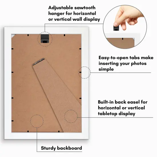 Americanflat A2 A3 A4 A5 Poster Frame - Picture Frame to Display Posters - Ideal for Documents and Artwork - Plexiglass Cover - Adjustable Hanging Hardware - Includes Easel {4}