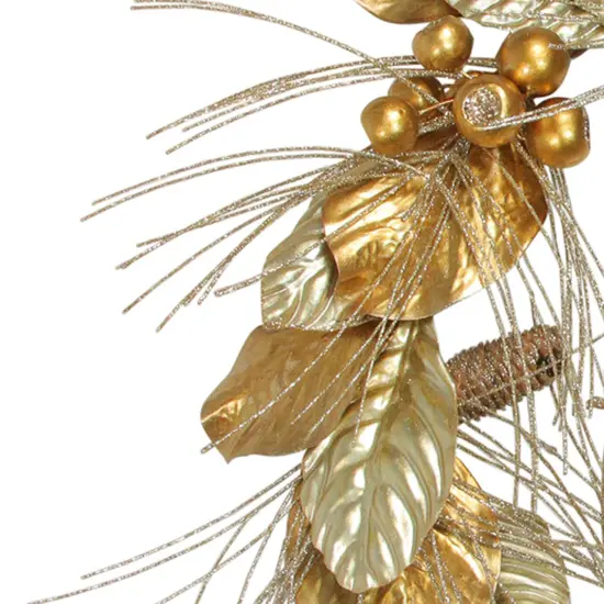 Select Artificials Golden Treasures Glittered Berries and Pine Cone Artificial Christmas Wreath - 24-Inch, Unlit {3}