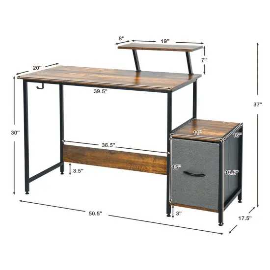 Costway Computer Desk Writing Workstation Home Office w/ Movable Storage Rack & Shelf {4}