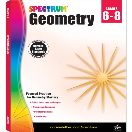 Spectrum Grades 6-8 Geometry Math Workbook, Mathematics Book for Kids Ages 11 to 14 Covering Geometric Shapes, Perimeter, Area, Volume, Angles, and More, Classroom or Homeschool Curriculum {1}