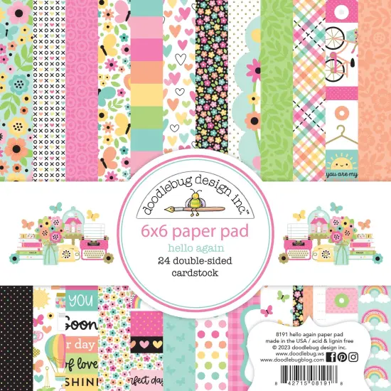Doodlebug Double-Sided Paper Pad 6"X6"-Hello Again {1}